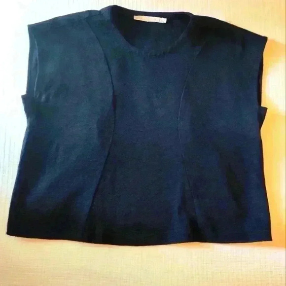 Marie Oliver Navy Structured 100% Cotton Top | ties in back or front | Small - Picture 3 of 7